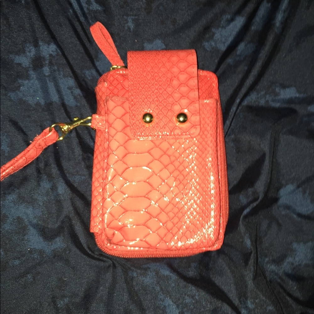 Orange zip around wallet - holds phone